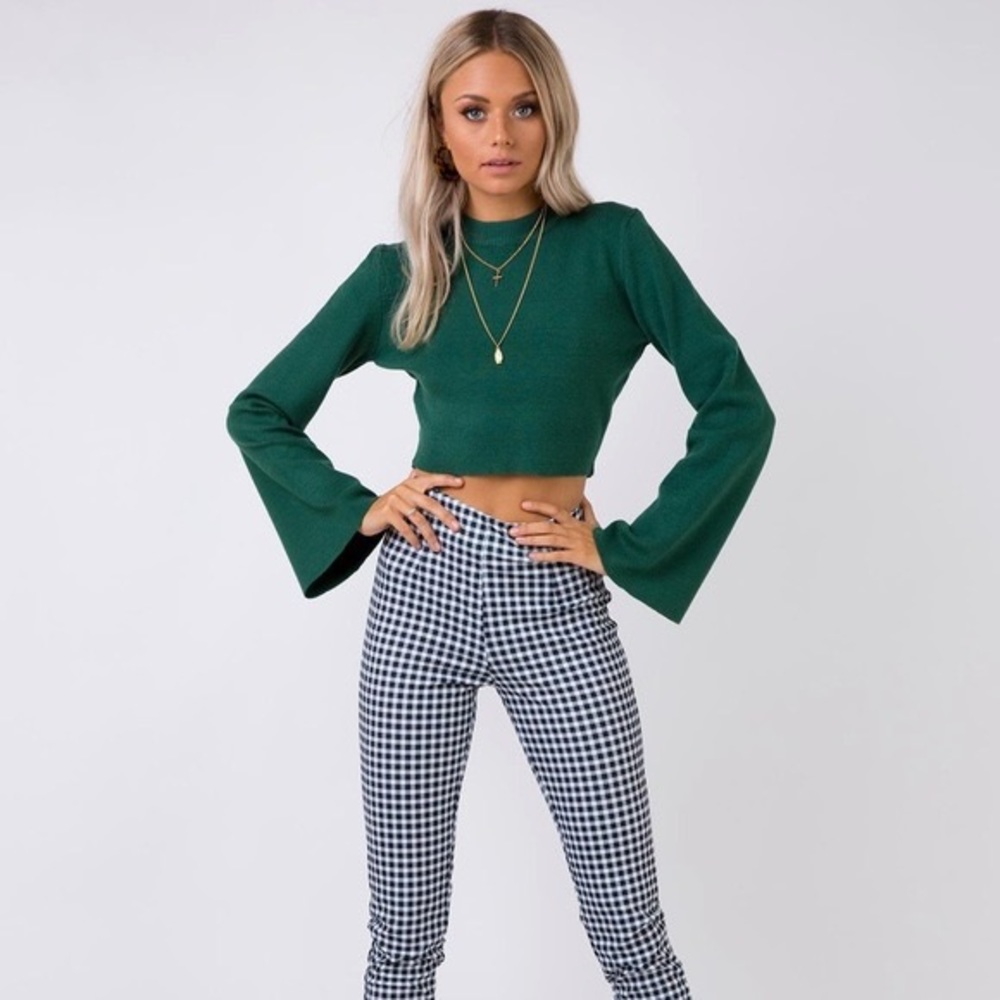 Princess Polly Crop Sweater w/ bell sleeves